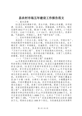 县农村市场五年建设工作报告范文