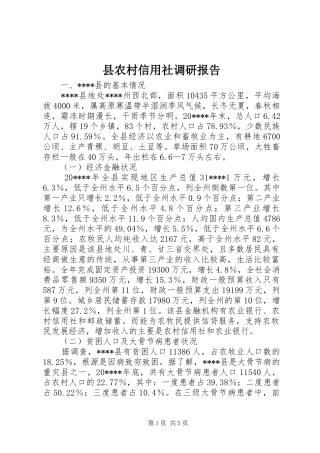 县农村信用社调研报告