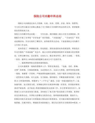 保险公司内勤年终总结 