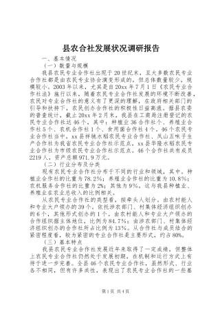 县农合社发展状况调研报告