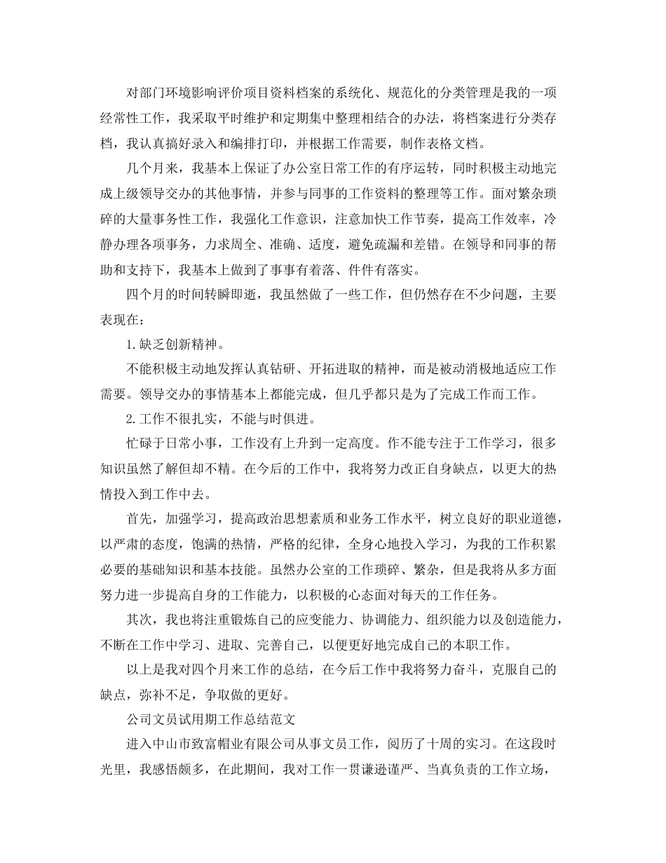 公司文员试用期的工作总结精选 _第2页