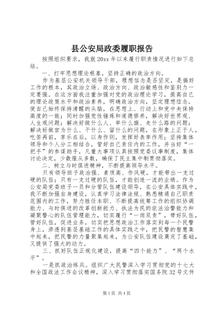 县公安局政委履职报告