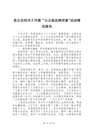 县公安局关于开展“公正执法树形象-活动情况报告