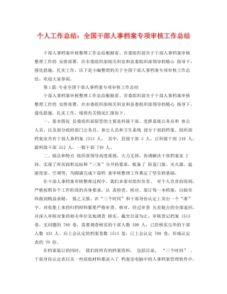 个人工作总结全国干部人事档案专项审核工作总结 