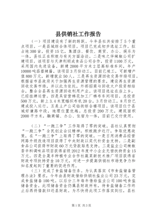 县供销社工作报告