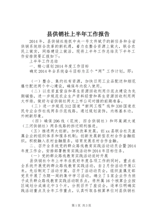 县供销社上半年工作报告