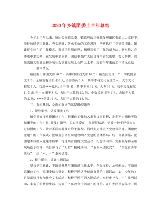 2020年乡镇团委上半年总结 
