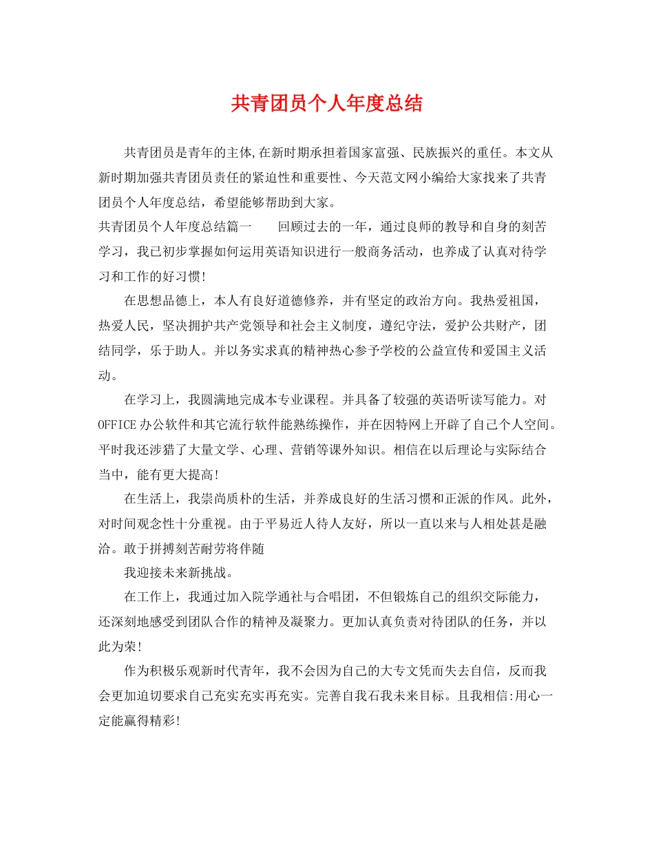 共青团员个人年度总结 _第1页