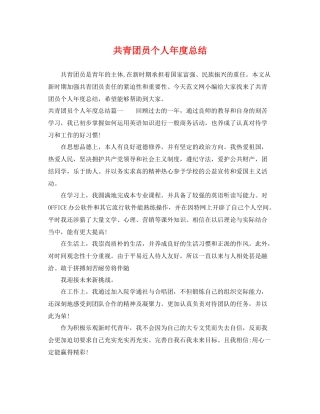 共青团员个人年度总结 
