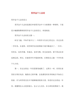 奖学金个人总结2 