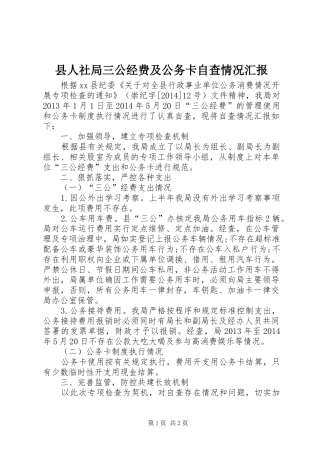 县人社局三公经费及公务卡自查情况汇报
