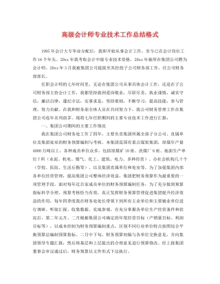 高级会计师专业技术工作总结格式 