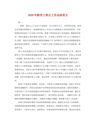 2020年新员工转正工作总结范文 