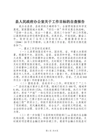 县人民政府办公室关于工作目标的自查报告