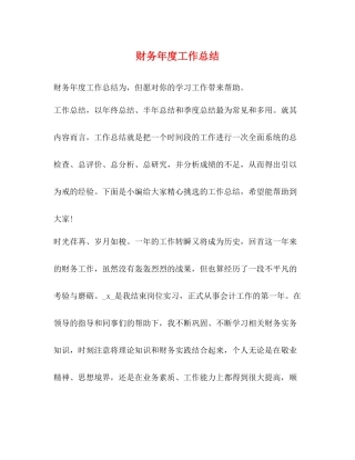 财务年度工作总结 