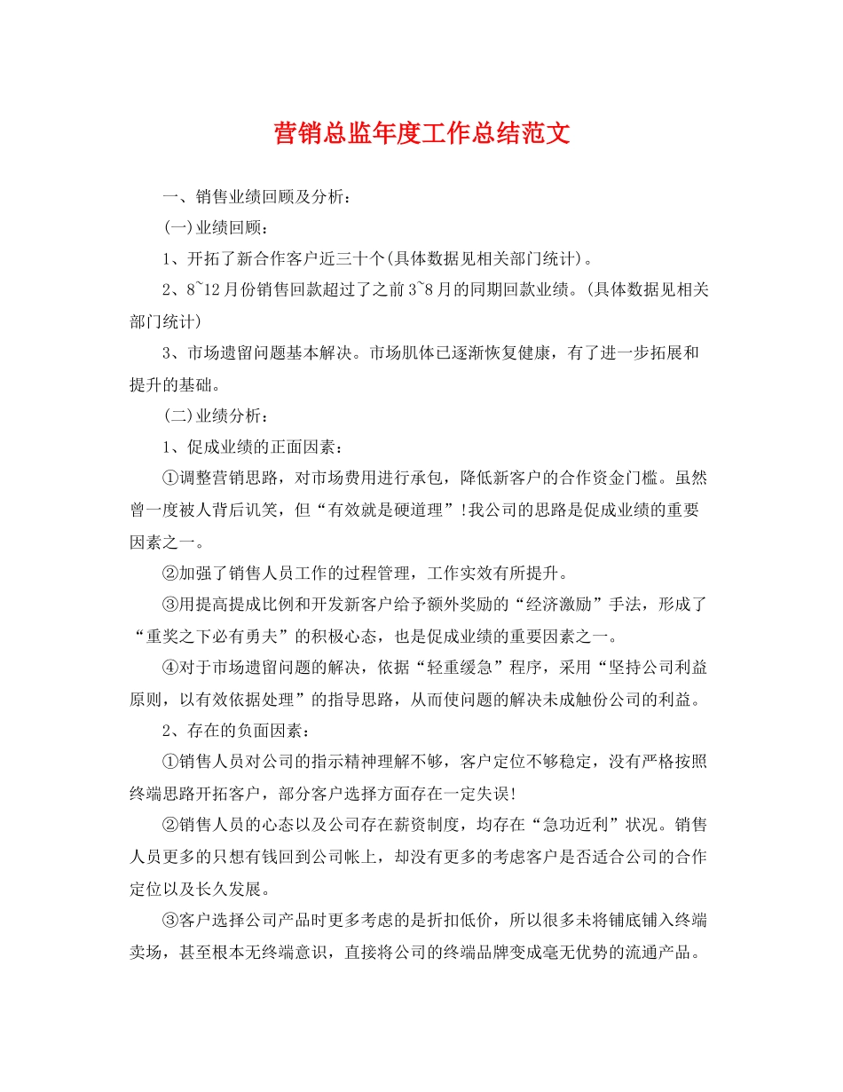 营销总监年度工作总结范文 _第1页