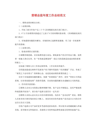 营销总监年度工作总结范文 