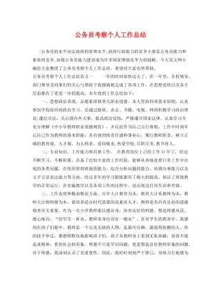 公务员考察个人工作总结 