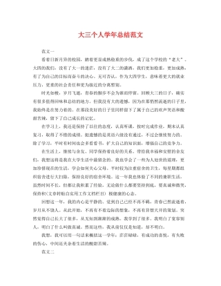 大三个人学年总结范文 