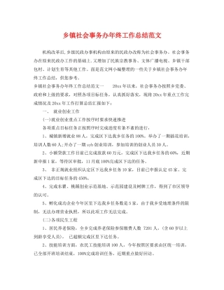 乡镇社会事务办年终工作总结范文 