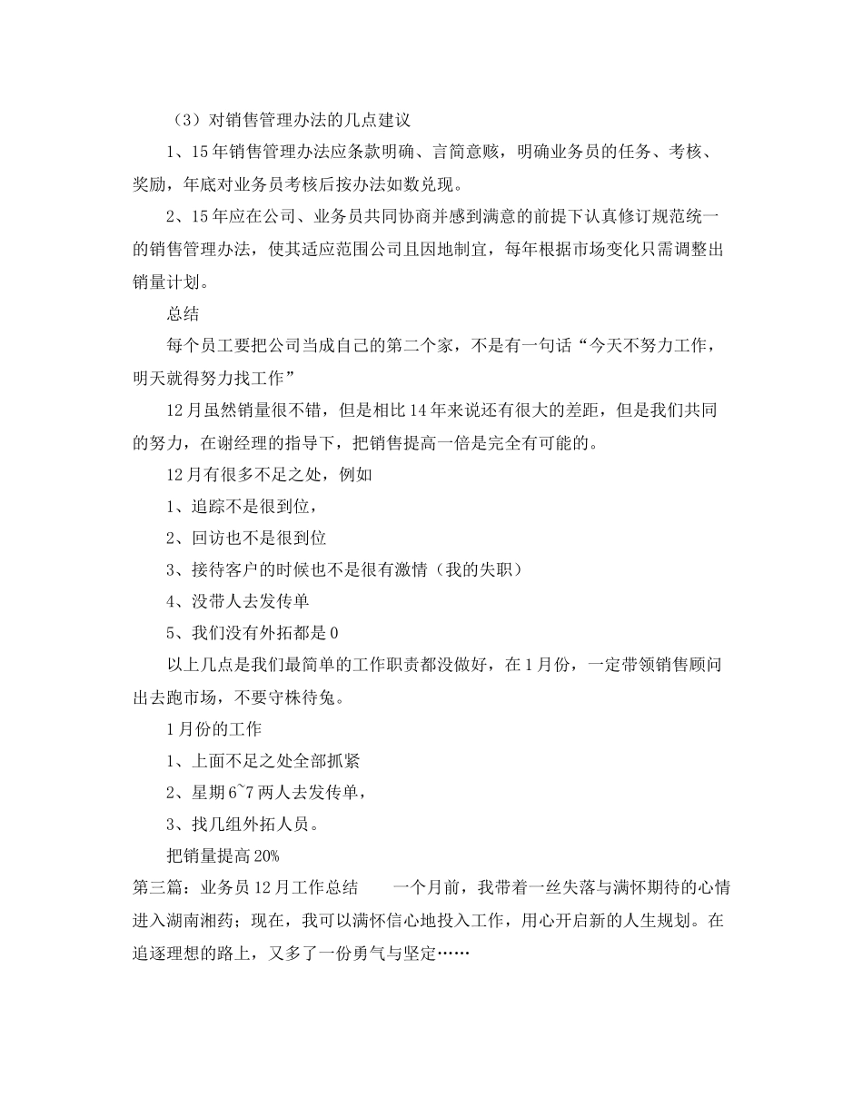 业务员12月工作总结 _第3页