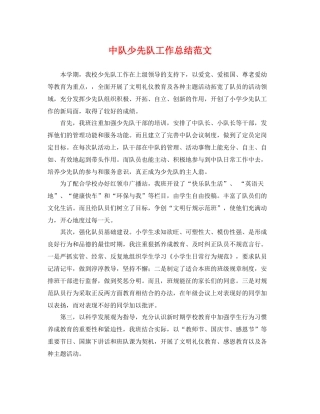 中队少先队工作总结范文 