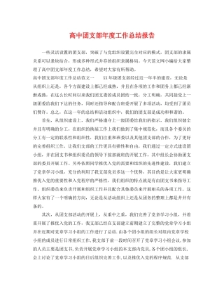 高中团支部年度工作总结报告 