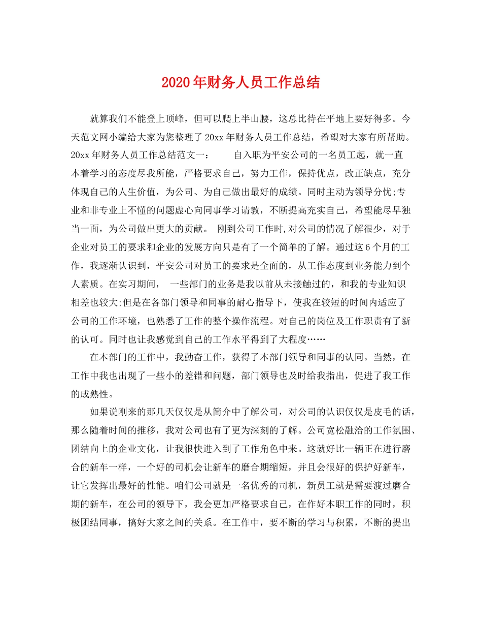 2020年财务人员工作总结 _第1页