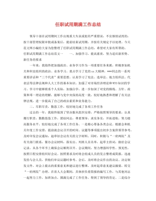 任职试用期满工作总结 