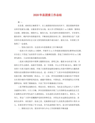2020年县团委工作总结 
