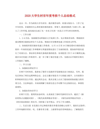 大学生村官年度考核个人总结格式 