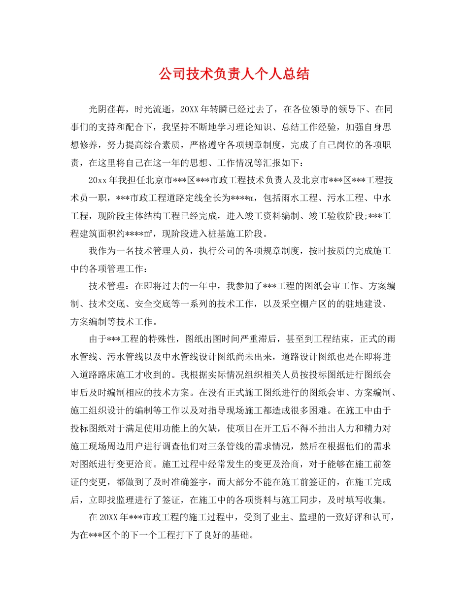公司技术负责人个人总结 _第1页