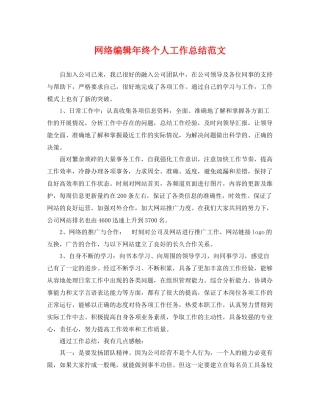 网络编辑年终个人工作总结范文 