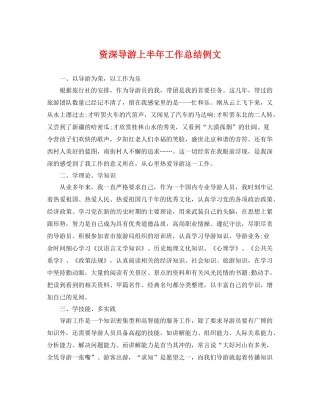 资深导游上半年工作总结例文 