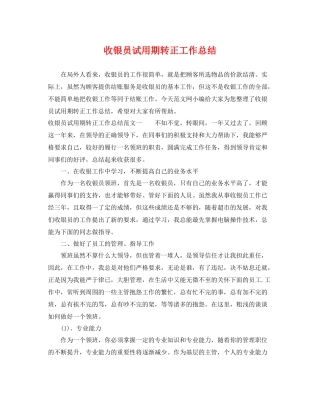 收银员试用期转正工作总结 