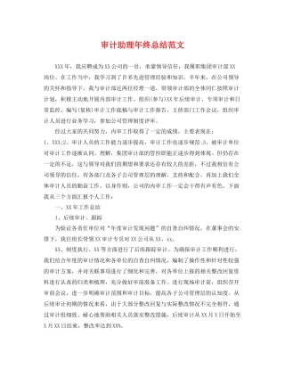 审计助理年终总结范文 
