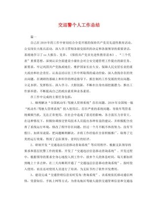 交巡警个人工作总结 