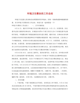 环境卫生整治的工作总结 