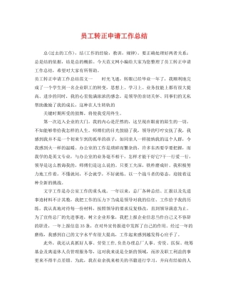 员工转正申请工作总结 