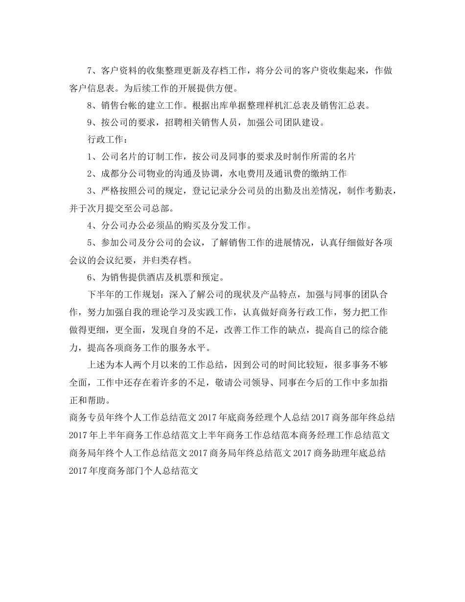 商务销售工作总结范文 _第2页