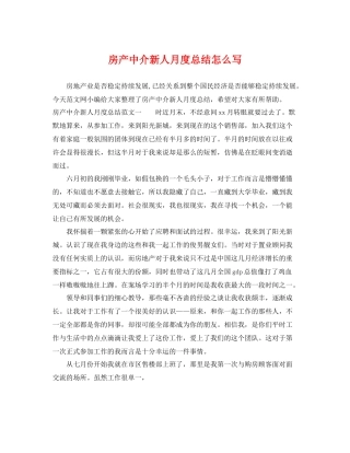 房产中介新人月度总结怎么写 