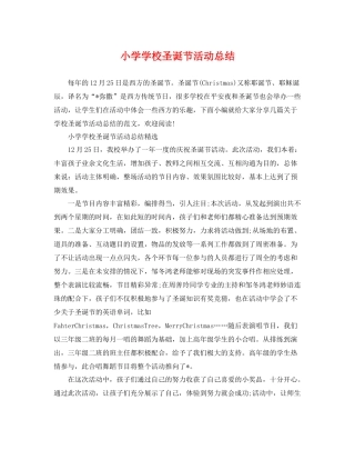 小学学校圣诞节活动总结 