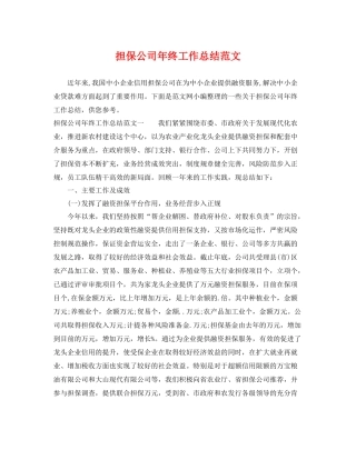 担保公司年终工作总结范文 