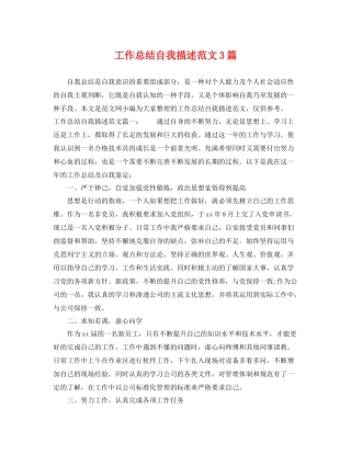 工作总结自我描述范文3篇 
