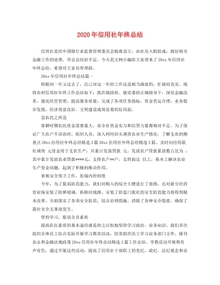 2020年信用社年终总结 