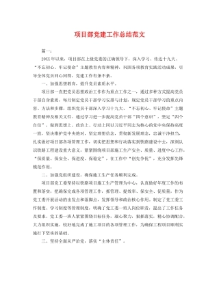 项目部党建工作总结范文 