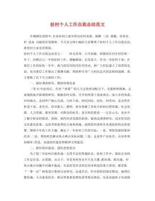 驻村个人工作自我总结范文 