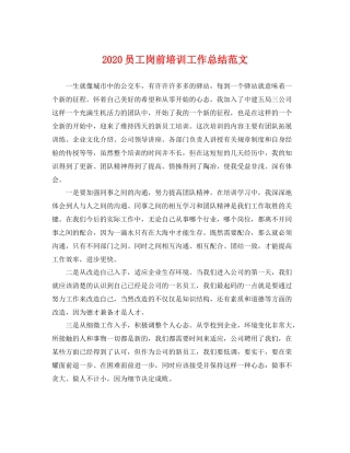 员工岗前培训工作总结范文 