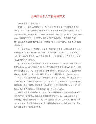 公共卫生个人工作总结范文 