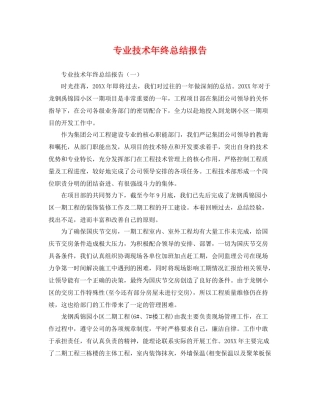 专业技术年终总结报告 